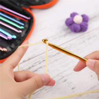 Kit De Crochet KOVEEN Con 100 Piezas Tamaños Variados Aleación De Aluminio Agujas De Tejer Acero Inoxidable Fundas De Cuero Herramientas De Tejer - details 5