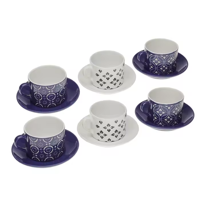 Juego de Tazas Regina de Cerámica con Plato - Set de 6 - 1
