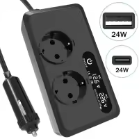 Inversor de alimentación de automóviles 200W DC 12V a AC 220V 2X Puertos USB 2X Tipo C Convertidor automático - details 5