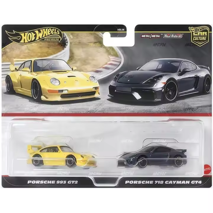 Hot Wheels Premium Pack Duo Porsche 993 GT2 y Porsche 718 Cayman GT4 - 1