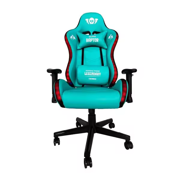 Cromad serie raptor legendary silla gaming - altura regulable con piston de gas clase 2 - reclinable hasta 180º - cojines lumbar y cervical - ruedas de nailon de 60mm - iluminación rgb - color verde - 1