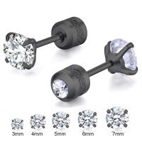 Pendiente De Acero Inoxidable Doble Cristal Circonia Estilo Coreano Para Mujer Pendiente De Cierre De Tornillo Joyería Corporal Antialérgica - details 10