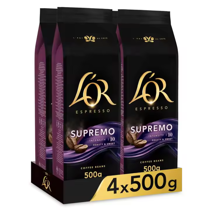 SUPREMO Espresso 4 paquetes de 500 gr. Café en grano L'or - 1