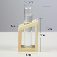 Vaso De Cristal Con Soporte De Madera Para Plantas Creativo Terrario De Decoración Para Escritorio Estilo Moderno Vaso Para Flores - details 5