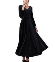 Vestido Largo De Veludo Elegante Para Fiesta De Noche V-Neck Vestido Formal De Mujer Vestido Maxi De Autum 2023 Cierre Pullover Polyester - details 16