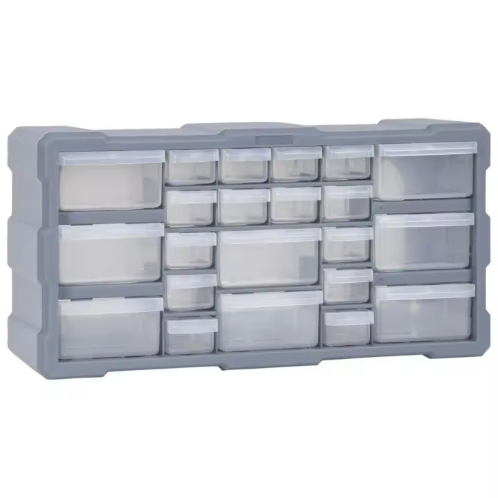 vidaXL Organizador Multicajones con 22 Cajones Taller Herramientas Armario Color Gris,  Naranja y negro, y mas - 1