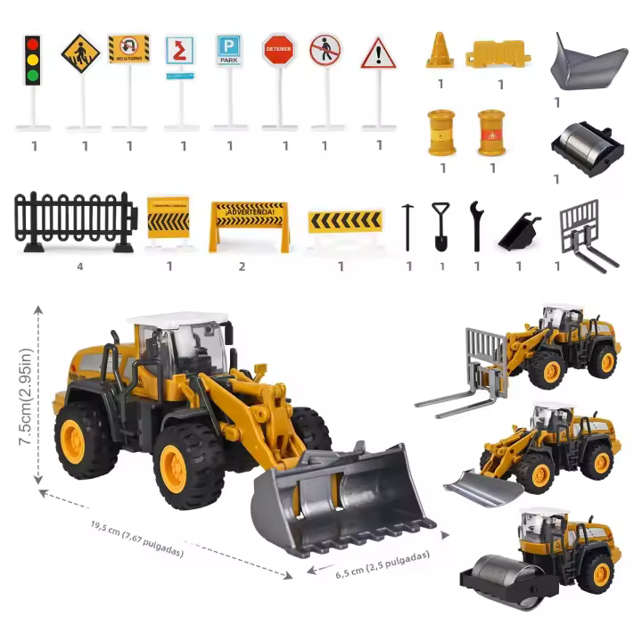 Juego De Bulldozer Inertia Para Niños Modelo De Coche De Aleación Juguetes Educativos Para Desarrollar Habilidades Mano-Ojo Regalos Para Niños - 1
