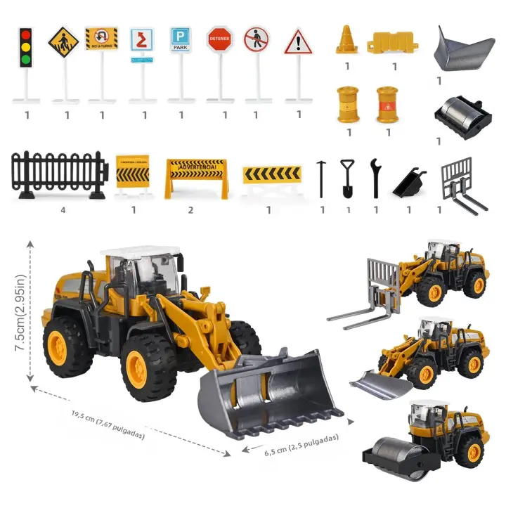 Juego De Bulldozer Inertia Para Niños Modelo De Coche De Aleación Juguetes Educativos Para Desarrollar Habilidades Mano-Ojo Regalos Para Niños - 1