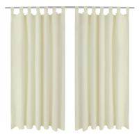 2 cortinas micro-satinadas con trabillas 140 x 175 cm en color Crema/Verde/Blanco | protección solar decorativa para ventanas hogar oficina dormitorio fácil de instalar - details 0