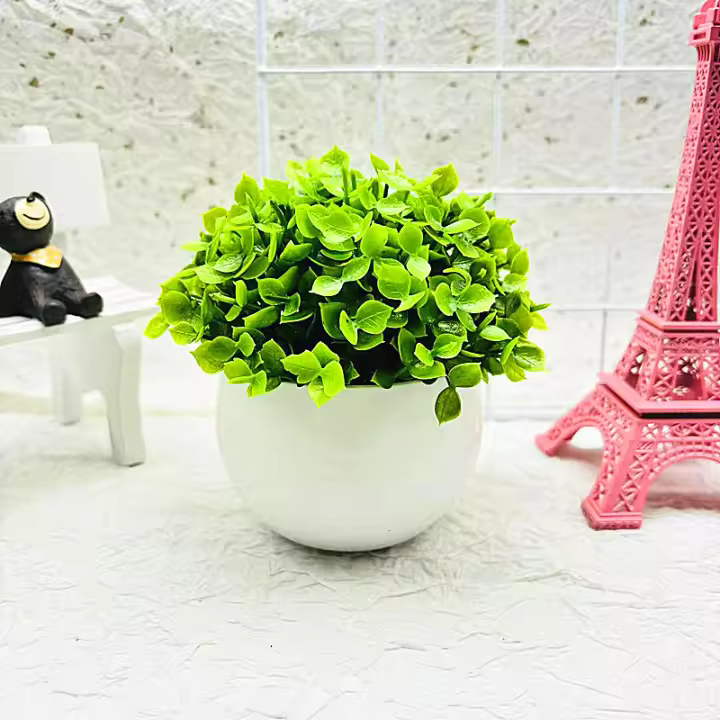 Bonsai Artificial Elegante Y Energético Decoración Verde Vivida Para Mesa Centro De Oficina Decoración De Plástico No Desvanecimiento - 1