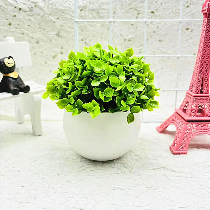 Bonsai Artificial Elegante Y Energético Decoración Verde Vivida Para Mesa Centro De Oficina Decoración De Plástico No Desvanecimiento - 1