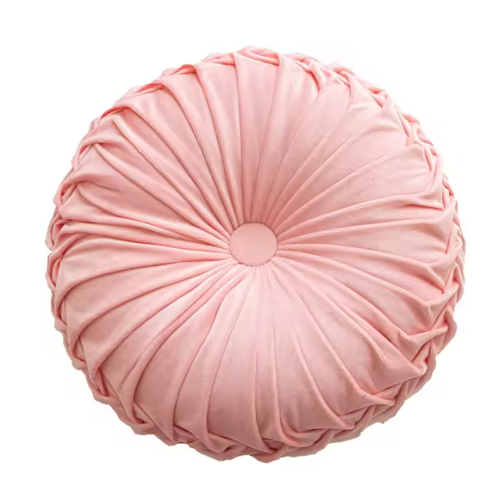 Almohada redonda de lujo ligera de color sólido para acampar, cojín para sofá o coche, almohada suave para la cintura - 1