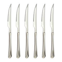WAI 2 MARKET - Juego de Cuchillos para Carne - Set de 6, 12 o 24 Piezas de Acero Inoxidable  Hoja Serrada y Mango Monobloque  Cortes Precisos y Duraderos para Mesas y Barbacoas - details 0