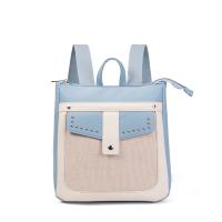 Mochila de mujer en polipiel con detalles en poliéster, diseño moderno con bolsillo frontal decorativo y tachuelas, ligera, cómoda y funcional para uso diario, perfecta para ciudad o trabajo, disponible en rosa, beige, negro y más | Sara Bags - details 3
