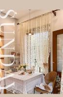 Cortinas De Encaje Beige Vintage Francesa De Alta Gama Con Borde Ondulado Estilo Palacio Cortina De Partición Europea De Lona Bordada - details 1