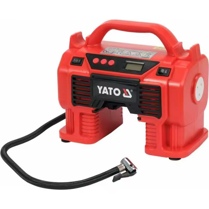 Yato YT-23248, Compresor de aire de 60 W, 21 l/min, 12 V, batería, ideal para coches, presión máxima 11 bar, color negro y rojo. - 1
