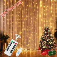 3x3m Cortina De Navidad Con Luz Faeira USB Y Control Remoto Decoración De Ventana LED Para Año Nuevo Fiesta De Navidad - details 3