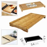 MAXHOME-Tabla de Cortar de Cocina de Madera Bambú Multiusos, Cubre Vitrocerámica, Función de Protector de Vitrocerámica 28X54X4.5CM - details 6