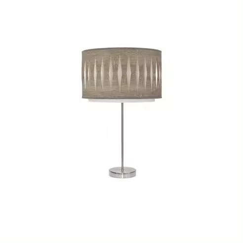 FABRILAMP Lámpara de Mesa Sobremesa Alto Alexandra 1xe27 Niquel/madera Gris 61x30x30 Cm - Diseño Elegante - 1