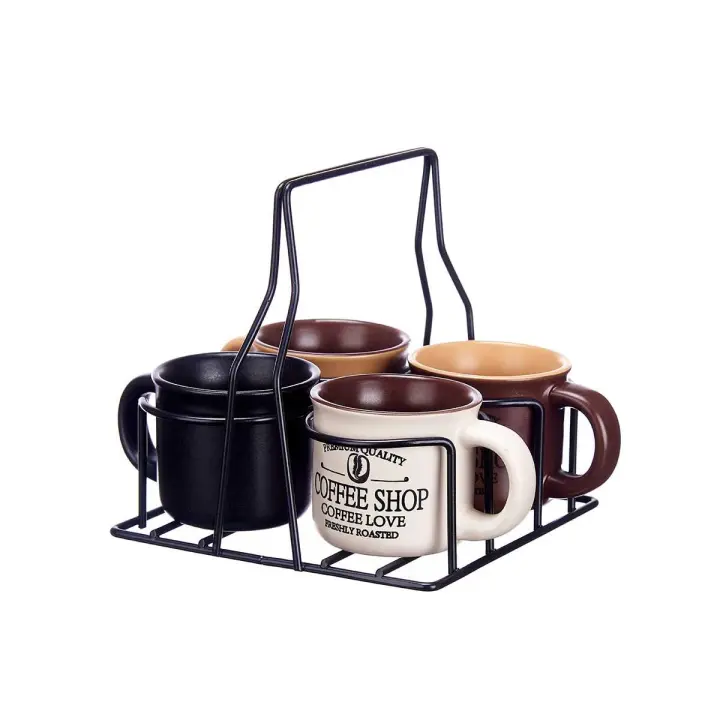 MAXHOME-Set 4 tazas cafe 100 ml asa surt 4 colores 14 x 17 x 14,5 cm. - 1