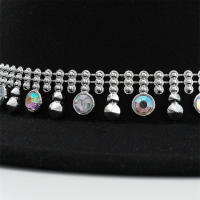 Sombrero De Vaquero Occidental Para Mujeres Con Borde Plano Y Lazo De Plata Brillante Con Cristales De Rhinestone Sombrero Fedora Ligero De Jazz - details 2