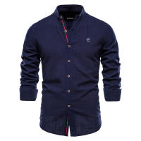 Camisa delgada de primavera y verano, camisa de manga larga de color sólido de negocios de moda para hombres de estilo japonés informal de algodón y lino para hombres (talla de EE. UU.) - details 3