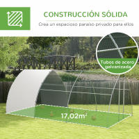 PawHut Gallinero para Exterior Gallinero para Gallinas de Acero Galvanizado Cubierta de Tela Oxford Resistente a los Rayos UV e Impermeable para Patio Plata - details 2