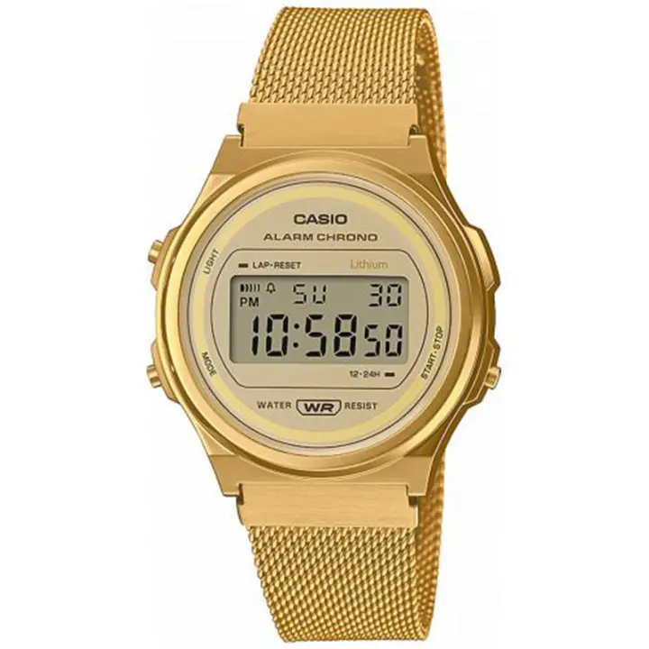 Reloj Casio Digital A171WEMG-9AEF  Vintage Dorado Correa malla, Resistente Al Agua - 1