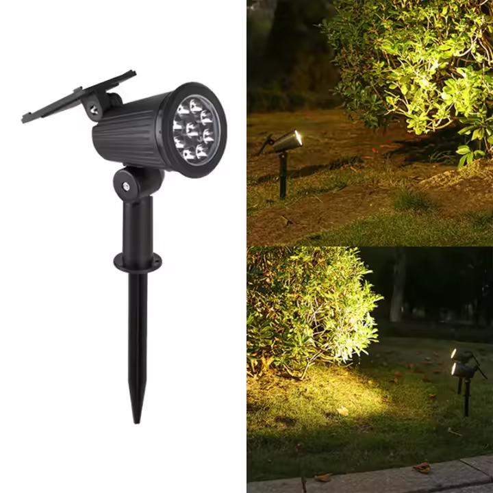 Spotlight Solar Exterior 9LEDs Ajustable IP65 Impermeable Para Jardines Patios Porches Luz Solar Self-Contained ABS - 1