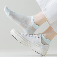 Medias Cortas De Malla Delgada Para Mujer 6/12 Pares Color Sólido Absorbentes De Sudor Transpirables Dopamine Colores Alineados Casual Primavera Verano - details 8