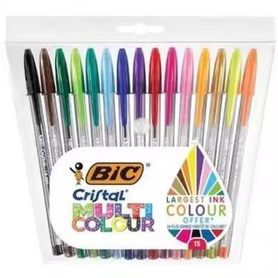 BIC Cristal Multicolour 15 Bolígrafos Colores Surtidos - 1