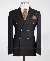 Traje De Novio Para Hombres Con Chaqueta Slim Fit Y Pecho Ancho Botones Dorados Hecho a Medida Tuxedo Formal De Algodón Para Todas Las Estaciones - details 5