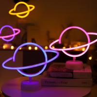 Lámpara Neón LED De Forma Planetaria Tierra Para Decoración De Pared Hogar Y Fiestas Luz Nocturna Con Batería Incluida - details 3