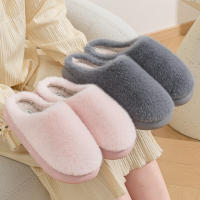 Pantuflas De Algodón Talla Grande Para Parejas Invierno Antideslizantes Con Suela Gruesa Y Cubierta De Dedos Cómodas Y Cálidas Para Hombres Y Mujeres Pantuflas De Interior Estilo Casual - details 2