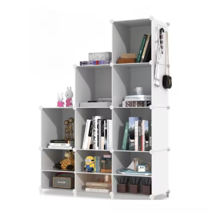 XOKOTAKI. Estantería Modular de Compartimentos, Estante con Módulos, Almacenaje en Cubos, Librería de Plástico, para Zapatos, Ropa, Libros, Fácil Montaje, Armario Ropero, Blanco. - 1