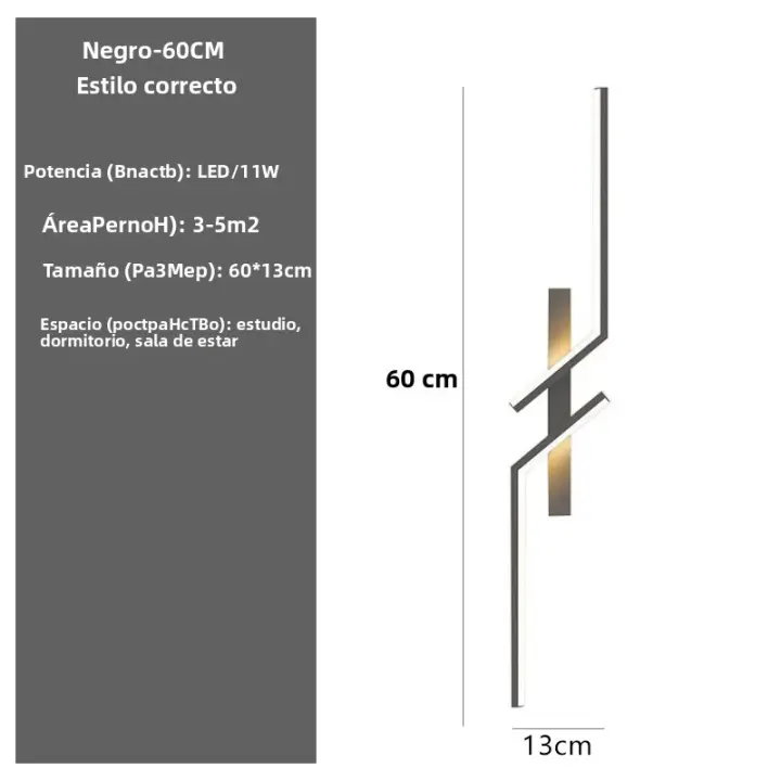 Lámpara De Pared LED Moderna Minimalista Para Dormitorio Y Sala De Estar Luz De Noche Para Cama Y Sofá Fuente De Aluminio Incluye Bombillas Instalación En Pared - 1