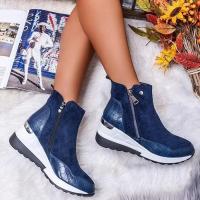 Botas Altas De Verano a Otoño Para Mujer Con Plataforma Y Tacón Ancho Talla Grande Zapatillas Modernas De Material PU Y Goma - details 10