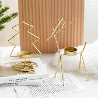 Juego de candelabros de Navidad, 2 piezas de candelabros forjados N árbol de Navidad oro Reno hueco candelabro adecuado para fiesta de Navidad hogar Decoración de mesa - details 1