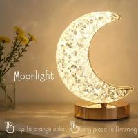 Lámpara Nocturna De Mesa LED KDULIT Para Dormitorio Decoración De Habitación Para Niñas Control Táctil Con Luz USB Lámpara Ambiental 3D De Luna - details 1
