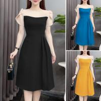 ZANZEA Vestido Elegante Para Mujer Con Cintura 2024 Verano Patchwork Cuello Redondo Vestidos Moda Petalos Manga Corta Vintage Oficina Robe - details 1