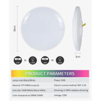 Luz Techo Inteligente 30W 2025 with Alexa/Google Control-Lámpara LED RGBW Dimmable 2700K-6500K, Ultraplana y App (Cert.) CE, Mando Includo) para Salón/Dormitorio-Blanco/Plisado" - details 3
