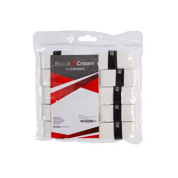 Black Crown - Bolsa 12 Overgrips Liso - Blancos - Paquete de 12 Unidades - Tacto Suave - Máximo Confort - 1