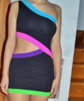 VESTIDO CEÑIDO  CON ABERTURAS Y UN SOLO HOMBRO MARCA GENERICA - details 2