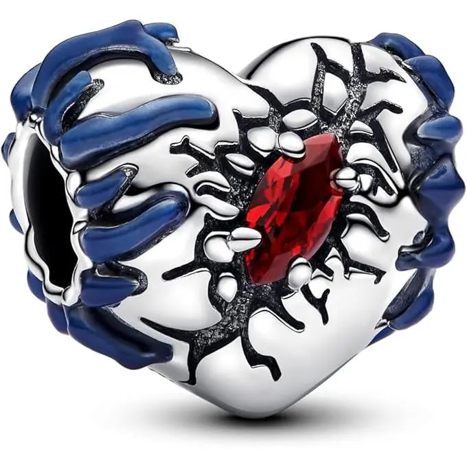 PANDORA Stranger Things- Colgante de corazón de plata de ley con cristal artificial, compatible con pulseras Moments, Rot, Plata de ley, Cristal artificial，Incluye Caja Original - 1