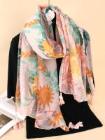 Bufanda De Pashmina Suave Estampada Con Borlas Florales Daisy Para Mujer Moda Elegante Abrigo Versátil Para Todas Las Estaciones - details 9
