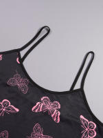 Pijama De Verano Para Mujer Con Estampado De Mariposa Y Tirantes Colgantes Talla Grande Vestido De Dormir Elegante De Poliéster Y Spandex - details 5