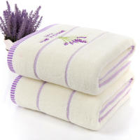 Toalla De Baño De Algodón Puro Lavanda Bordada Absorbe Agua Toalla De Rostro Y Mano Color Lavanda Y Blanco Tamaño Rectangular Para El Hogar - details 2