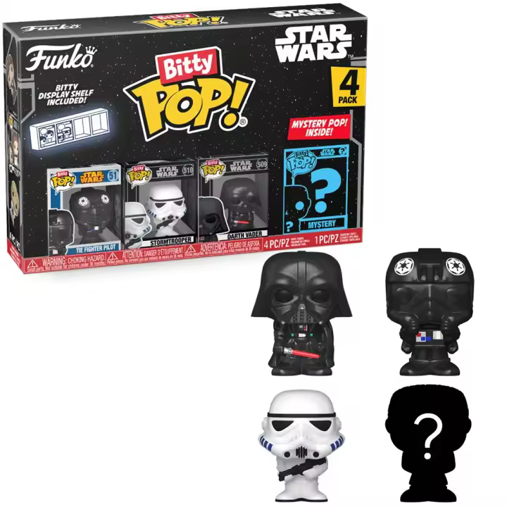 Funko Bitty Pop! Star Wars - Piloto TIE, Stormtrooper, Darth Vader y ¿?, 71514 - 1