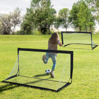 HOMCOM Porterías de Fútbol, Red de Fútbol, Juego de 2 Mini Porterías, Plegables, Metal, Tela Oxford, para Niños, Exterior, Naranja, 183 x 90 x 90 cm - details 1