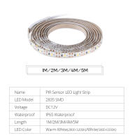 Tiras LED DC12V 1-5M Con Sensor De Movimiento Infrarrojo IP65 Impermeable Luz Nocturna Para Automóvil Escaleras Armario Cocina - details 1